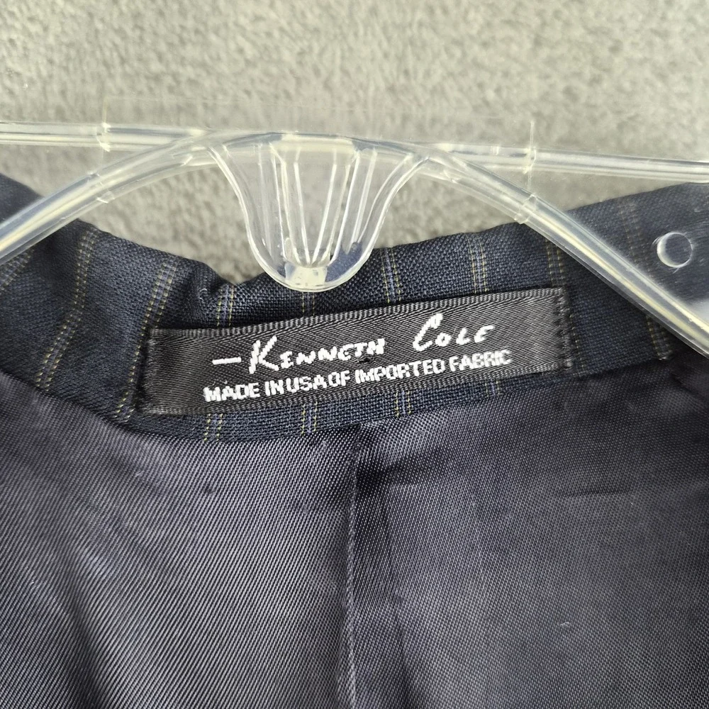 Kenneth Cole Blazer Jacket Mens Black Pinstripe 3 Buttons Sport Coat Made In USA